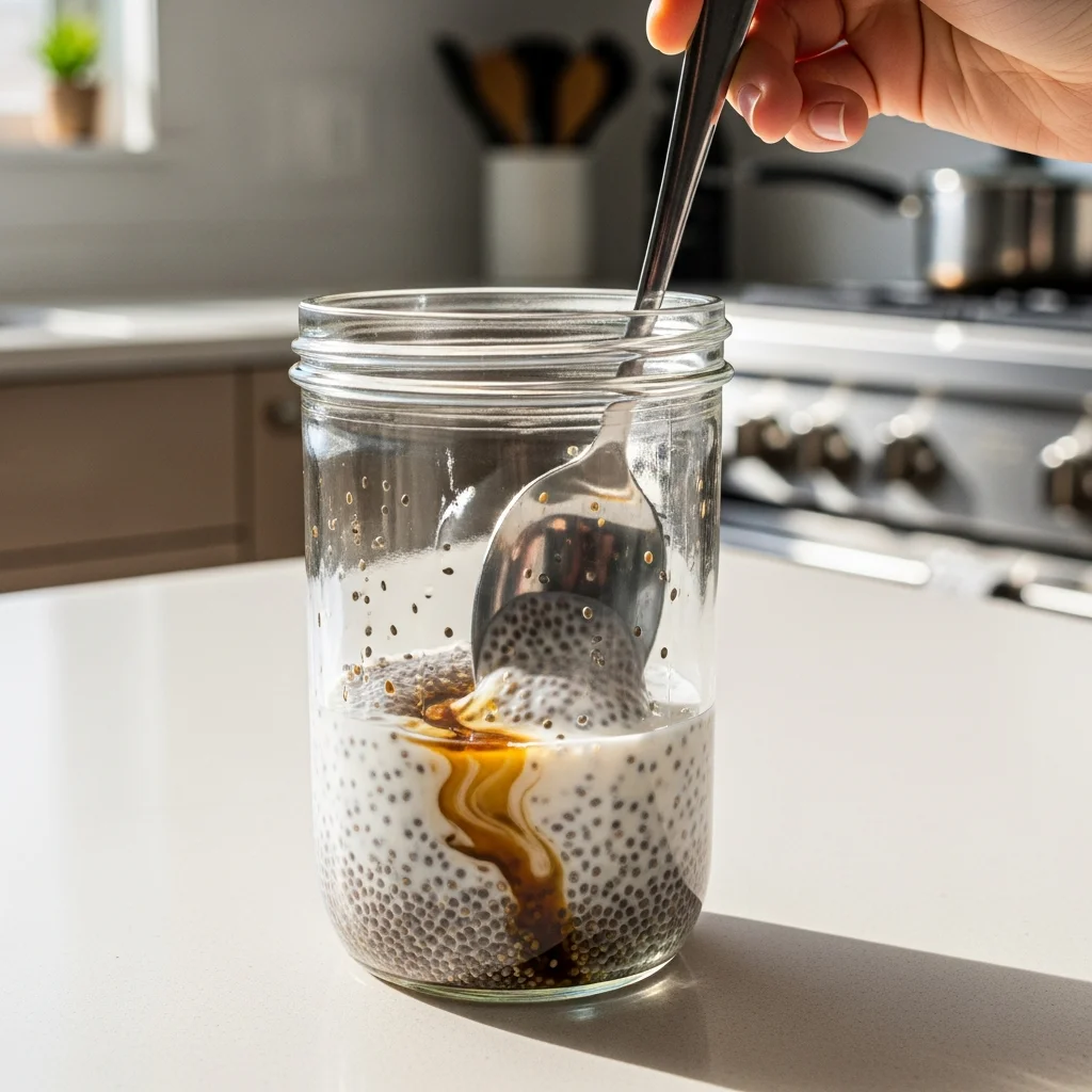 Mix all chia pudding ingredients in a jar until smooth.