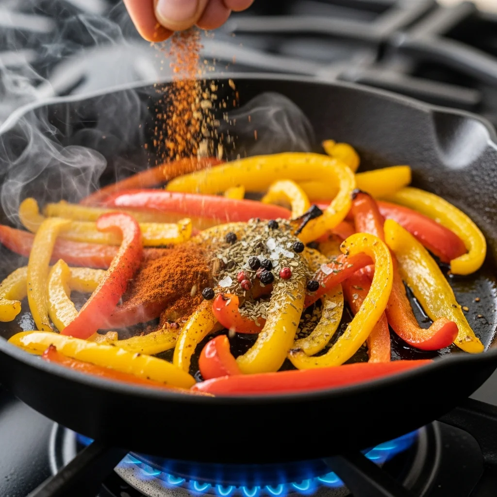 Infusing the bell peppers with vibrant colors and rich spices.