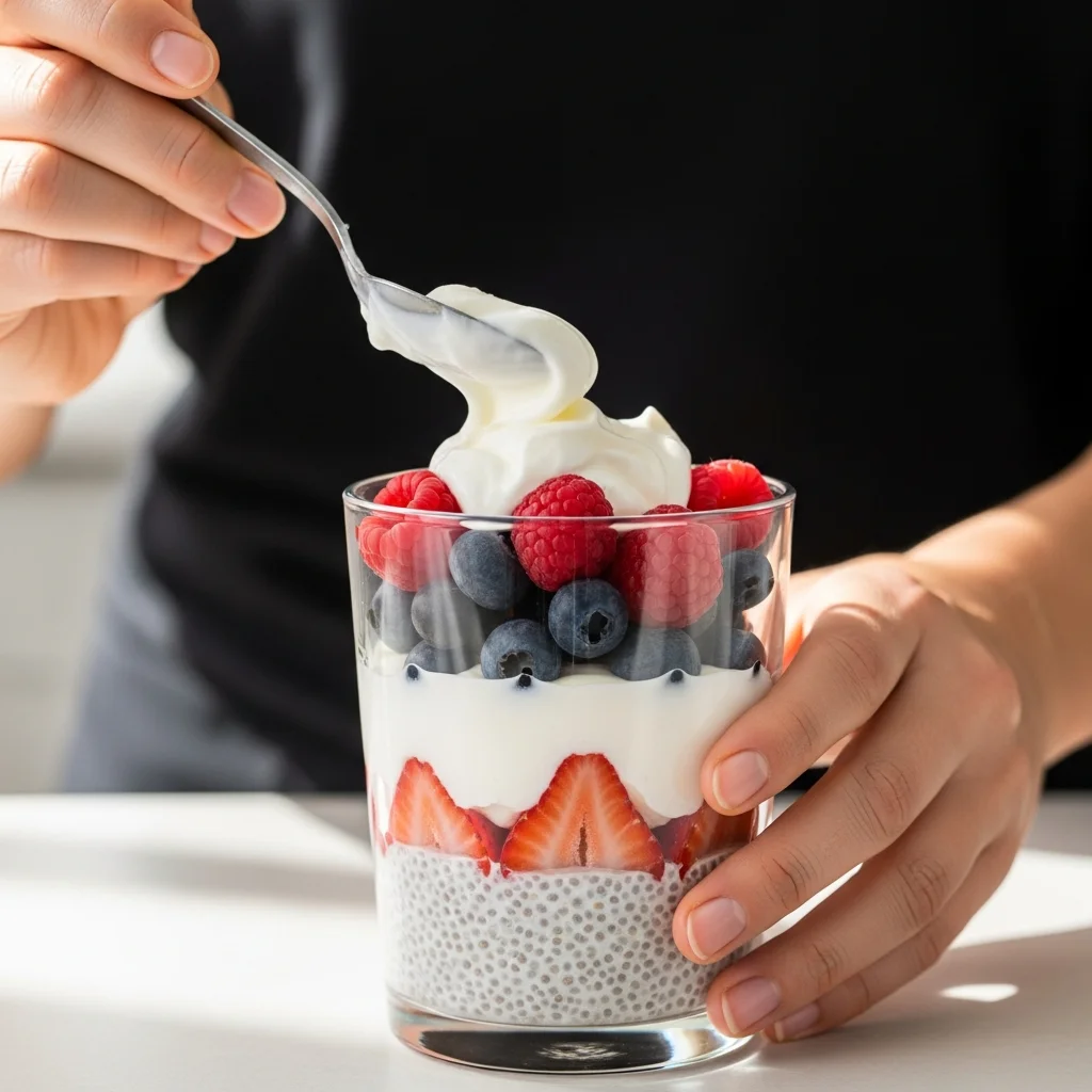 Layer pudding, yogurt, and berries in your favorite serving glasses.