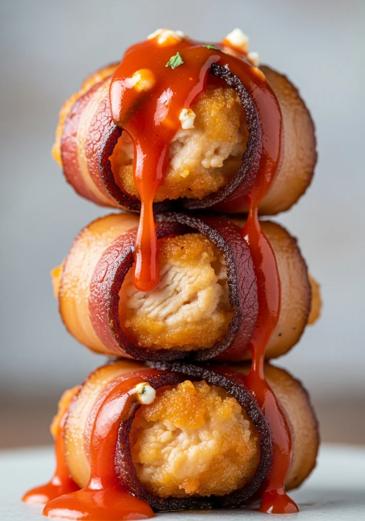 Crispy Bacon Wrapped Buffalo Chicken Bites