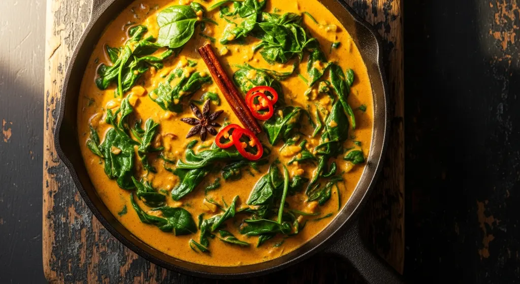Creamed Coconut Curry Spinach