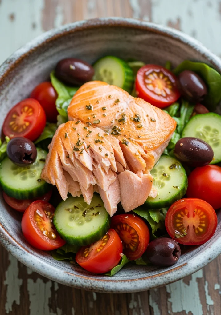 Mediterranean Salmon Salad with Lemon-Herb Vinaigrette