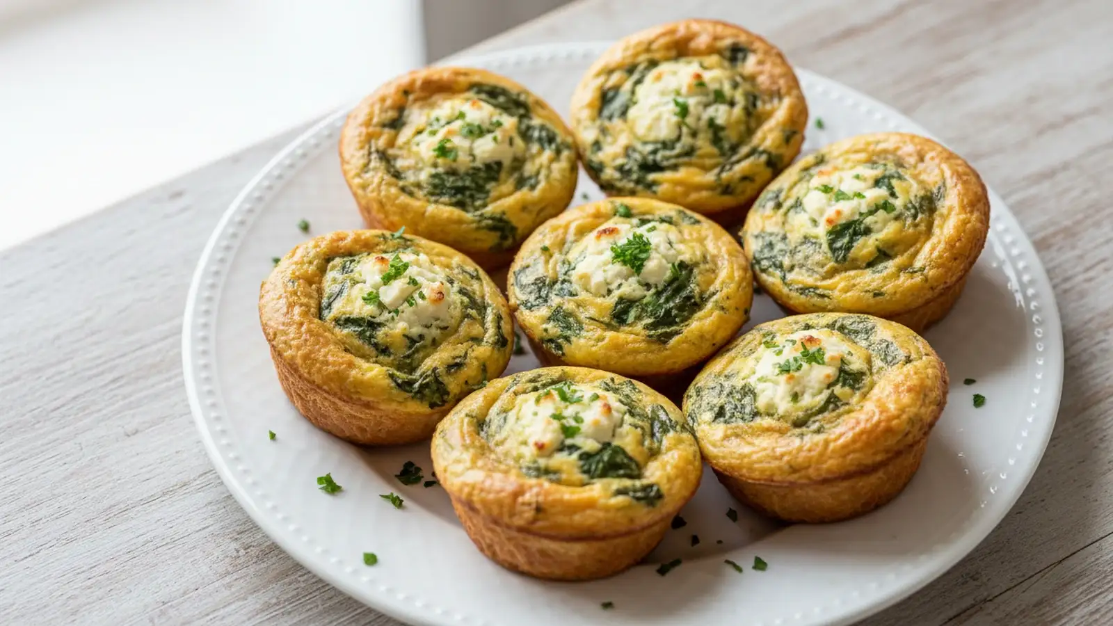 Crustless Spinach Feta Quiche Muffins