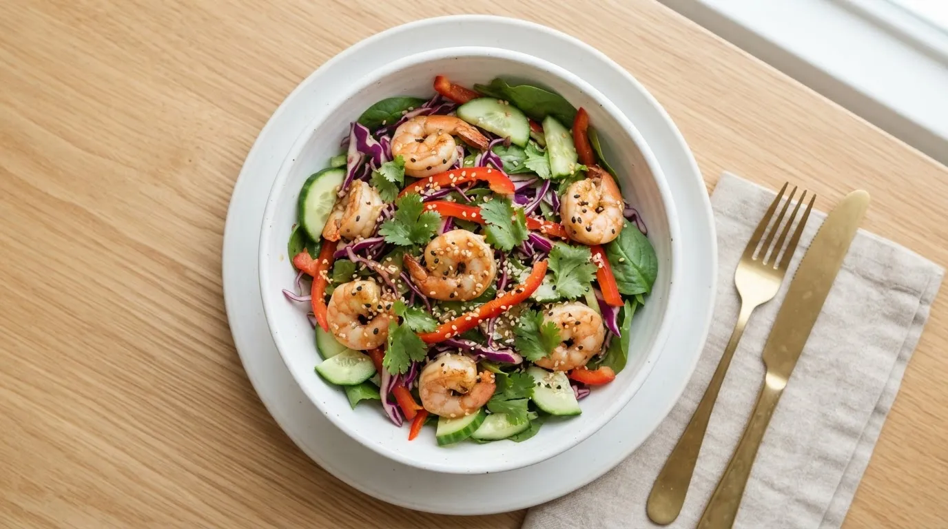 Keto Ginger Sesame Shrimp Salad