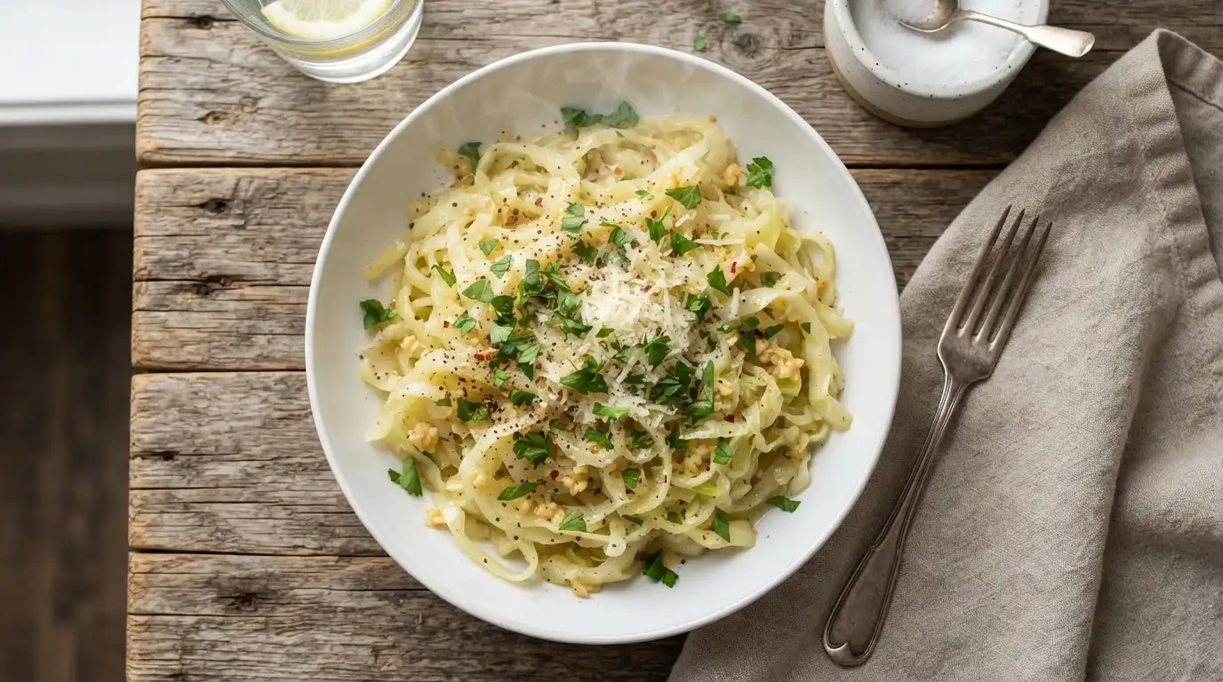 Keto Cabbage Noodles with Garlic Butter