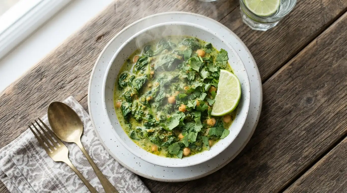 Vegan Creamed Coconut Curry Spinach