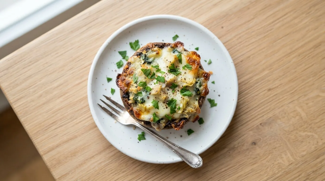 Spinach Artichoke Stuffed Mushrooms