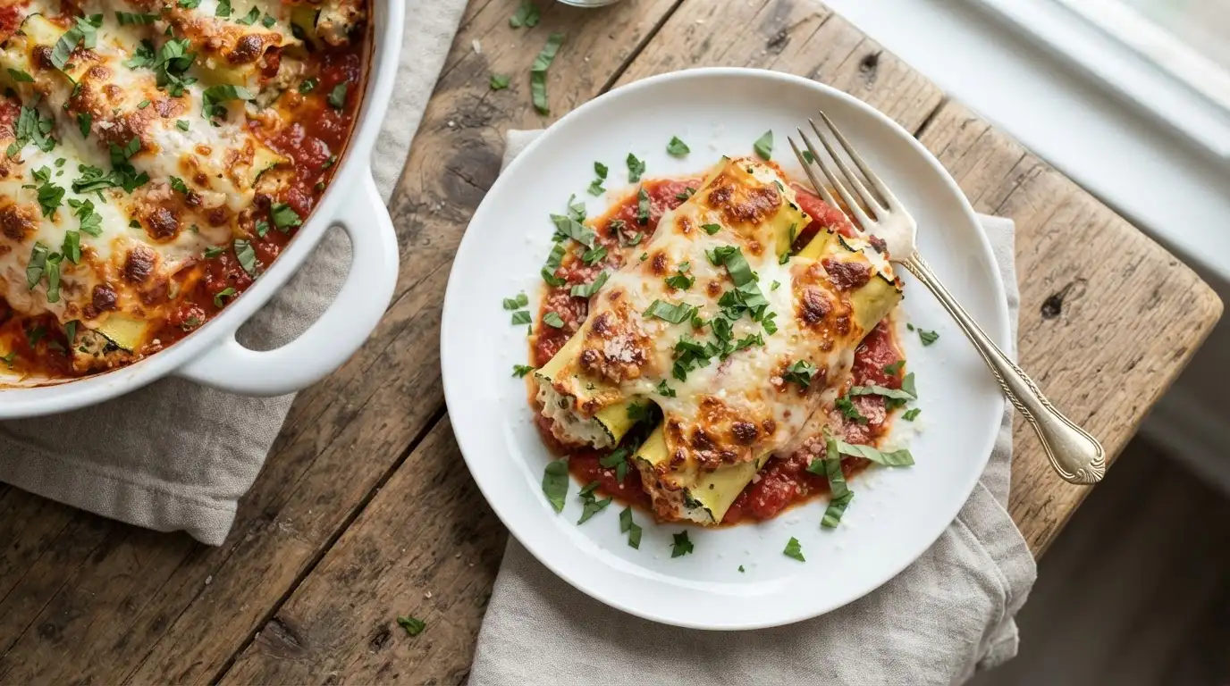 Low Carb Zucchini Spinach Manicotti