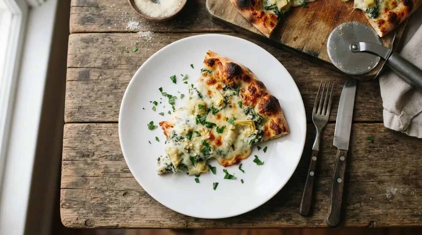 Creamy Spinach Artichoke Pizza